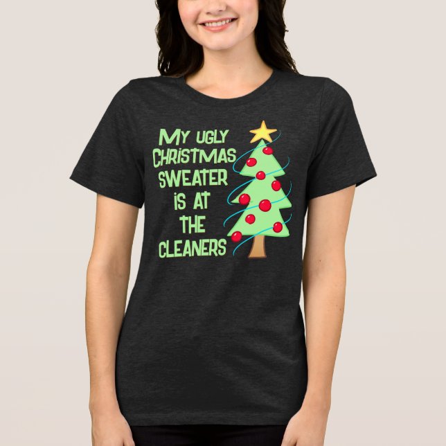 Camisa-T de mulher engraçada e doce de Natal feio (Frente)