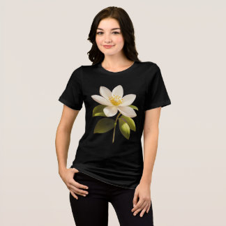 Camisa-T de mulher floral - Flor elegante desenhad