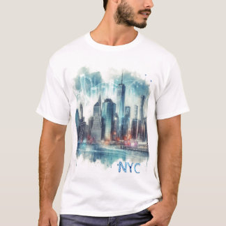 Camisa T de Nova Iorque de Aquarela abstrato