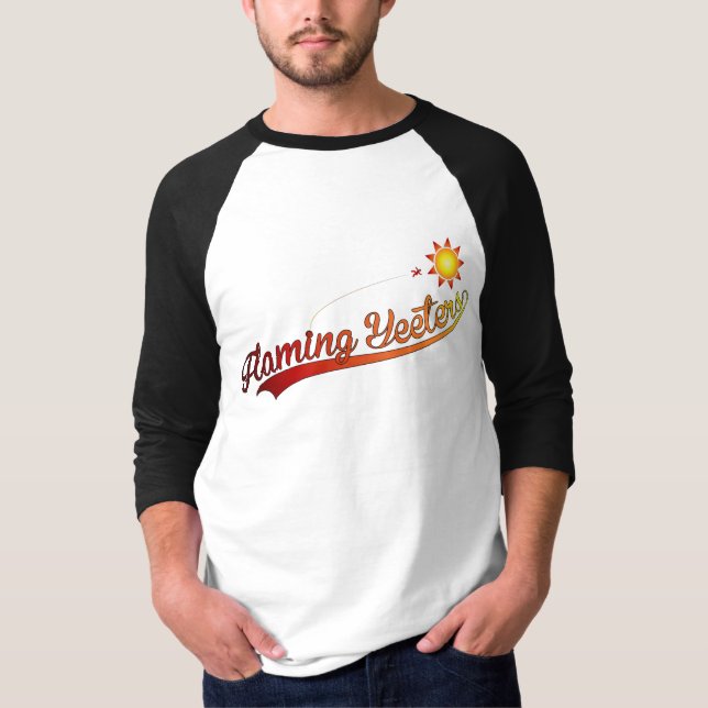 Camisa T de Raglan em Éteres Flamejantes (Frente)
