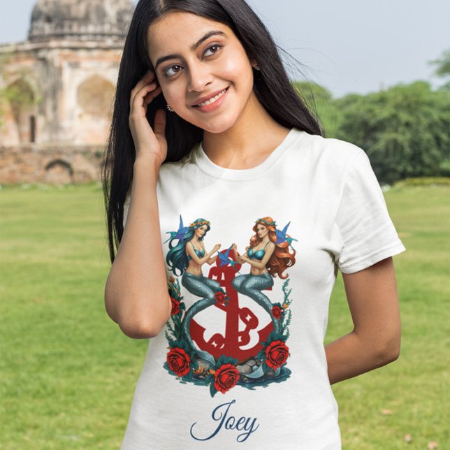 Camisa T de repouso náutico da Sereia (Criador carregado)