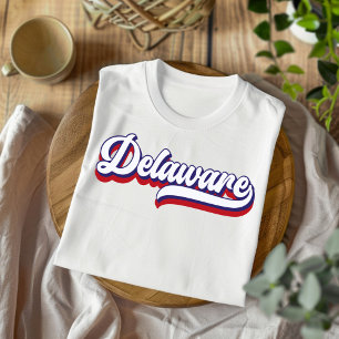 Camisa T de Script de Imagem Azul e Branco Vermelh