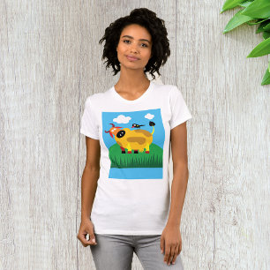 Camisa T De Vaca E Pássaro Negro