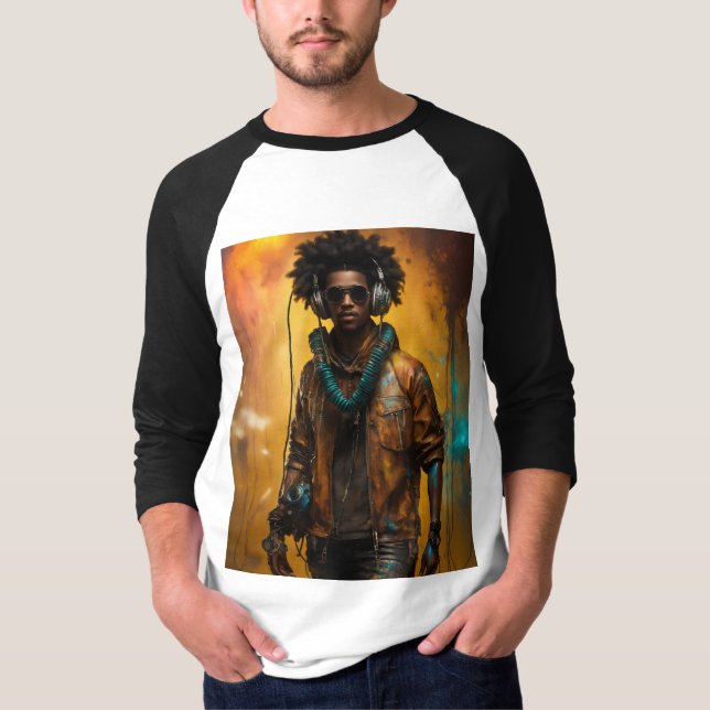 Camisa T-DJ Robô Futurística - Ignore seu som (Frente)