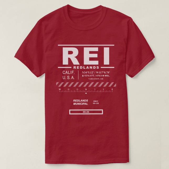 Camisa T do Aeroporto Municipal de Redlands, REI (Frente do Design)
