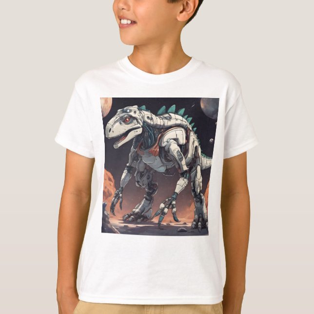 Camisa T Do Espaço Exterior Do Robô Dinossauro (Frente)