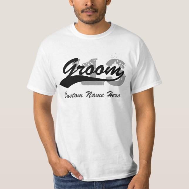Camisa T do Groom, Nome+Ano (Frente)
