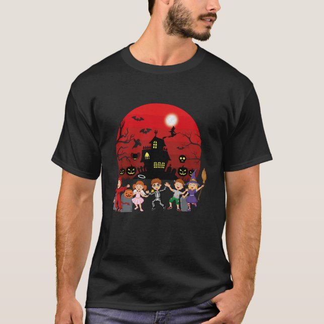 "Camisa-T do Halloween TOP Unisex - Crianças e Adu (Frente)