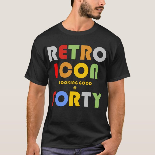 Camisa T Do Ícone De Retro aniversário de 40 anos (Frente)