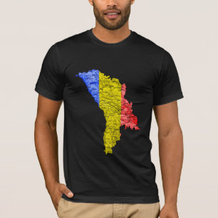 Camisa T do Mapa de Flagcolor Moldávia