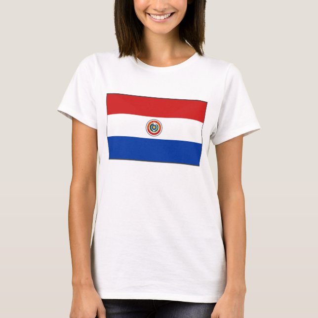 Camisa T do Mapa do Paraguai Flag x (Frente)