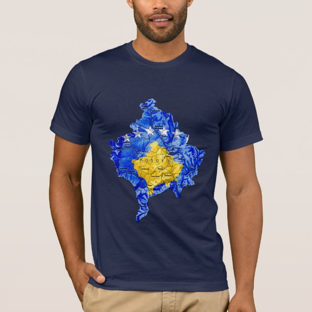 Camisa T do Mapa Flagcolor do Kosovo (Frente)