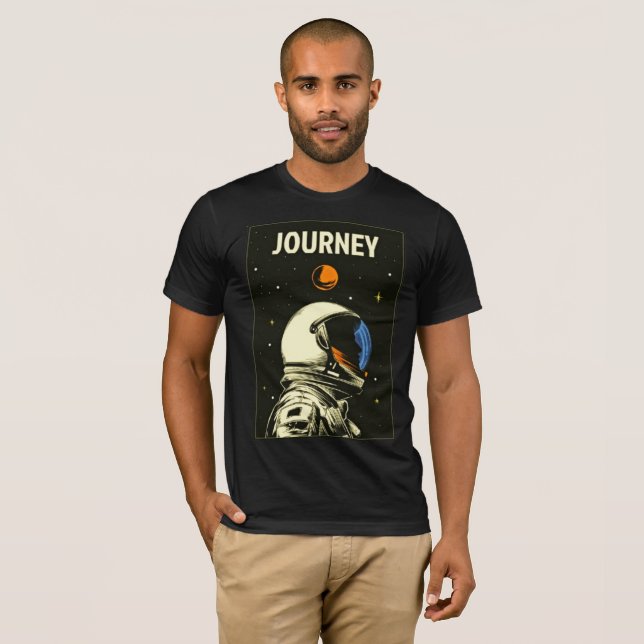 Camisa T do Retro Astronauta - Explorar em Estilo (Frente Completa)
