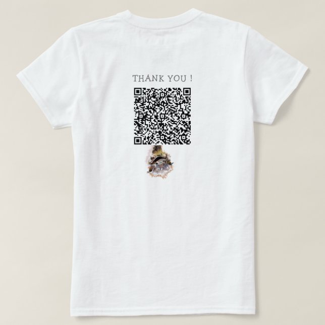 Camisa T engraçada com avestruz e código QR (Verso do Design)