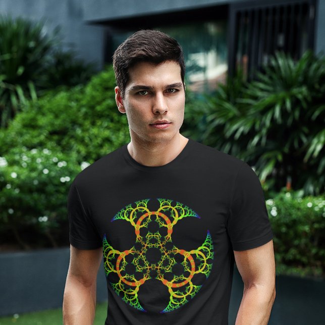 Camisa T Fractal dos Círculos Laranja Amarelos Ver (Criador carregado)