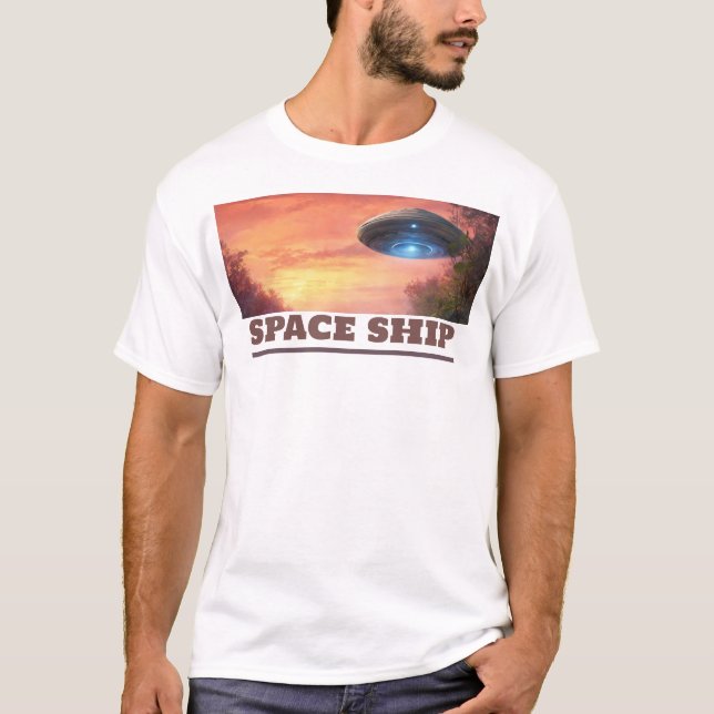 Camisa T impressa por navio espacial (Frente)