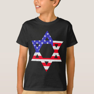 Camisa T Judaica Estrela De Davi Bandeira American