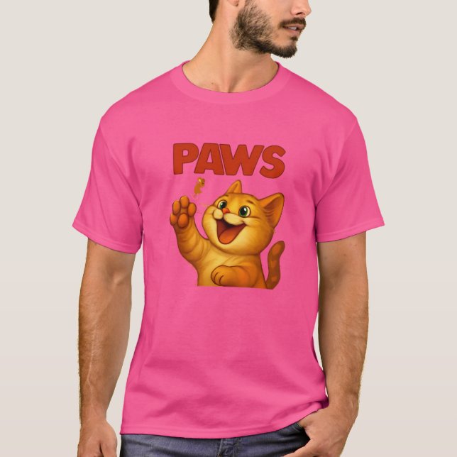 Camisa T Paródia de Gato e Rato PAWS (Frente)