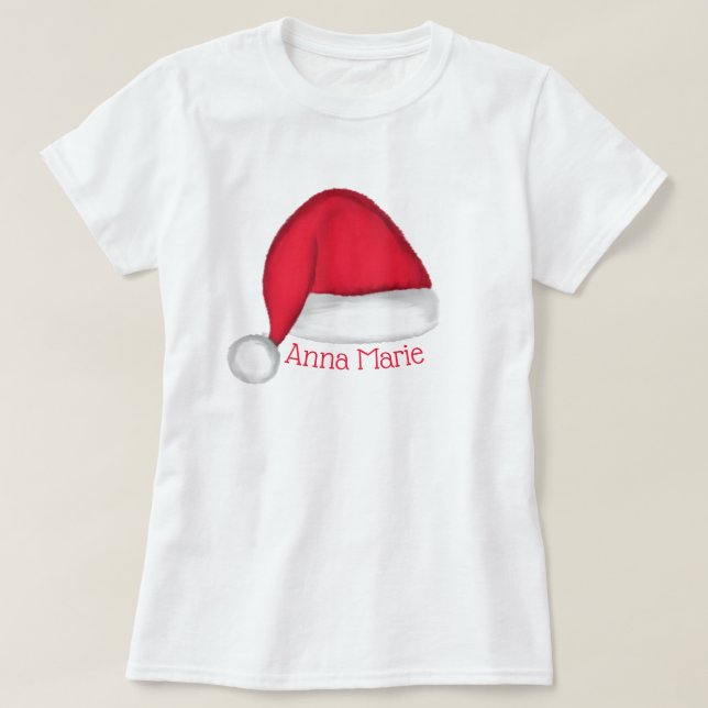 Camisa T Personalizada do Santa Hat (Frente do Design)