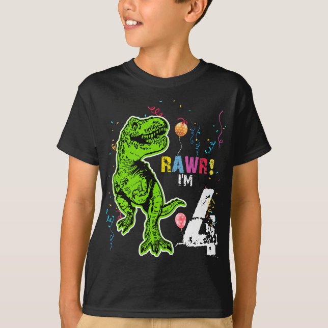 Camisa T-Rex de aniversário personalizada do Dinos (Frente)