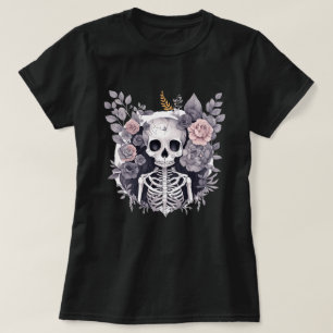 Camisa T Romântica Romântica De Esqueleto Gótico F