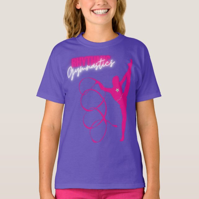 Camisa T Rosa Quente da Ginástica Rítmica (Frente)