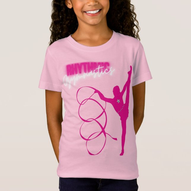 Camisa T Rosa Quente da Ginástica Rítmica (Frente)