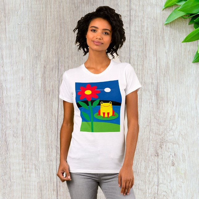 Camisa T Sapo Amarelo-Bonita Mulher (Criador carregado)