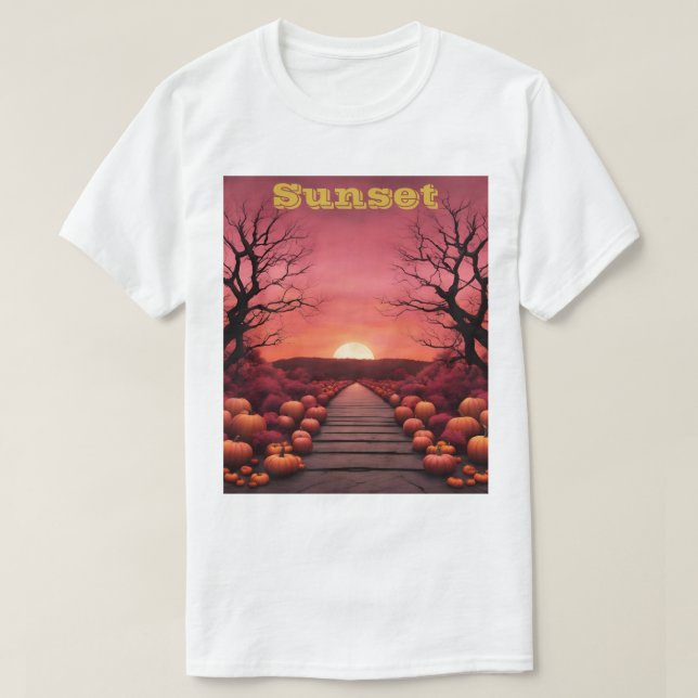 Camisa T Sunset do Halloween Personalizada (Frente do Design)