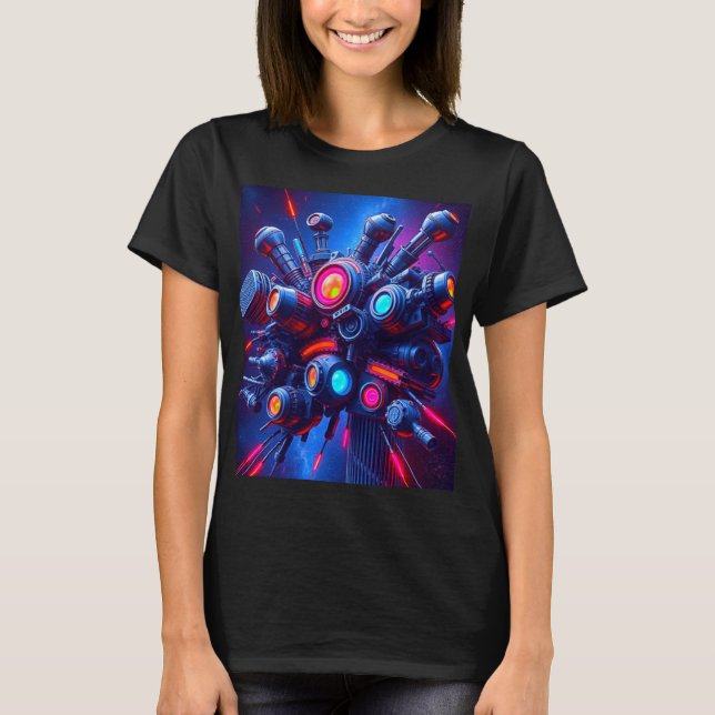 Camisa T-Tech cibernética futurística (Frente)
