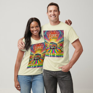 Camisa T Unisex De Amor E Paz Vibrante