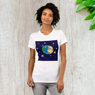 Camisa T-Womens Da Terra E Satélite
