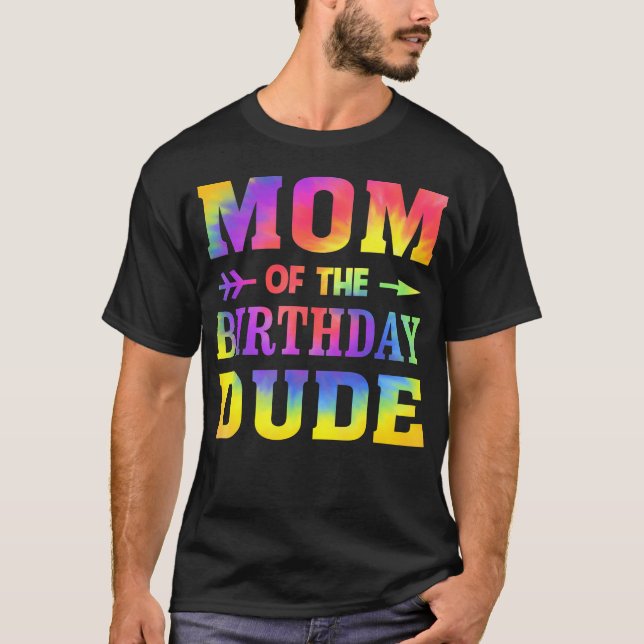 Camisa Tie Dye da Mamãe do Cara do Aniversário da  (Frente)