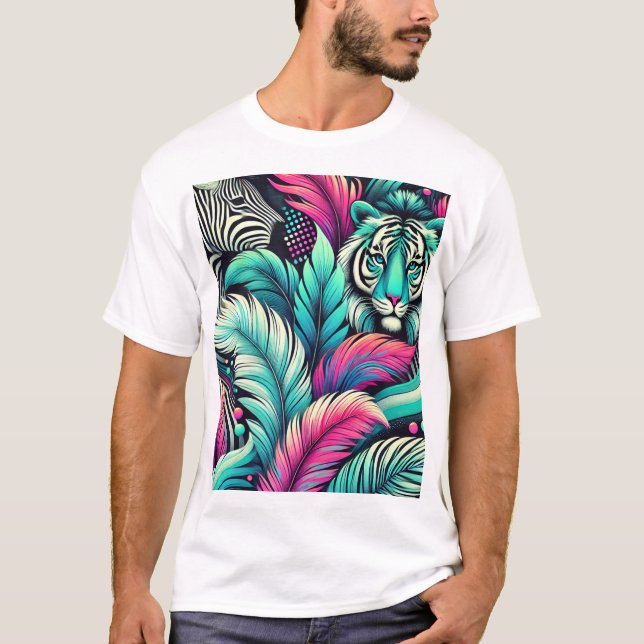 Camisa Tigre-Tropical Branca - Arte Selvagem Branc (Frente)