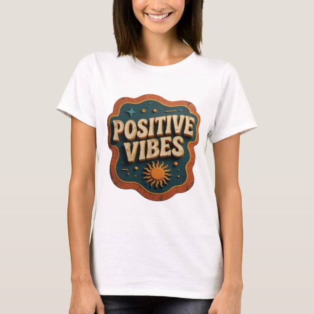 Camisa Trendy Laranja VIBRAÇÕES POSITIVAS Design (Frente)
