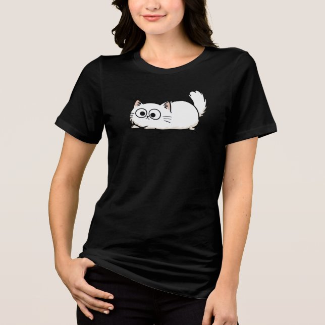 Camisa Tri-Blend de Gato com Rabo Fofo Excêntrico (Frente)