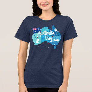 Camisa Tri-blend Feminina Mapa Brilhante do Dia da