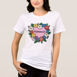 Camisa Tri-Blend Feminista Coração Floral
