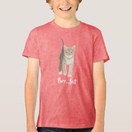 Camisa Tri-Blend Menina Gatinho Rajado