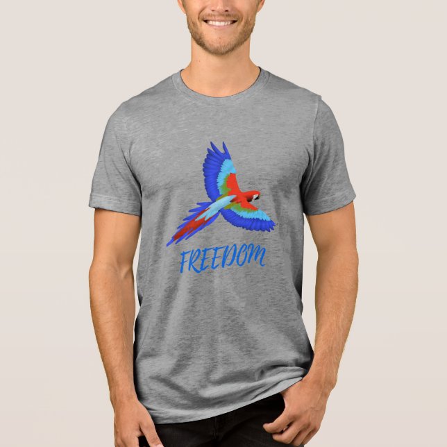 Camisa Tri-blend Vibrante Papagaio Arara Liberdade (Frente)