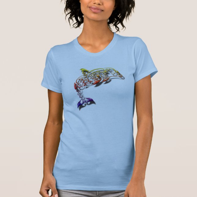 Camisa tribal do golfinho das mulheres (Frente)
