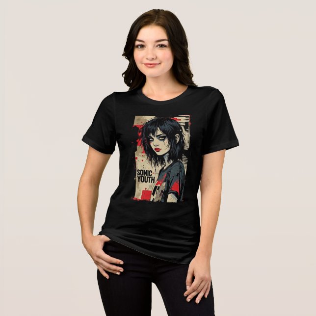 Camisa Tríplice Da Juventude Emo Grunge Sonic (Frente Completa)