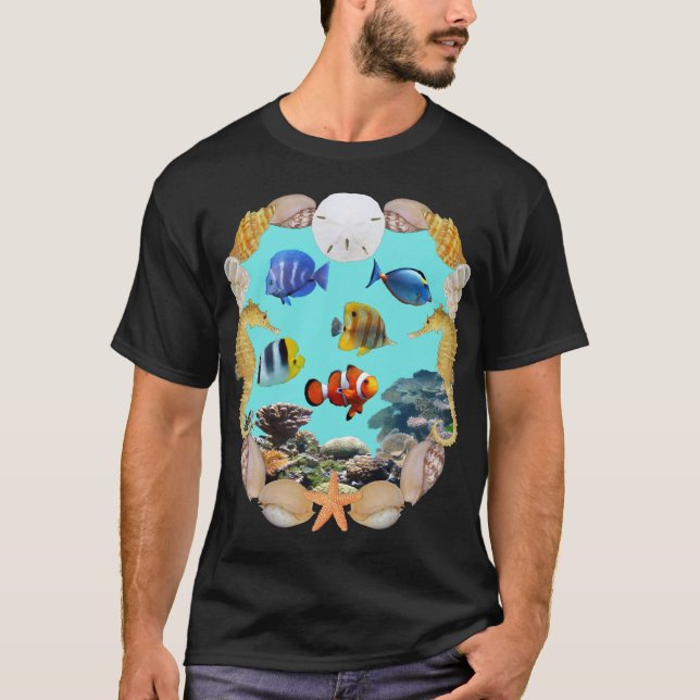 Camisa tropical dos peixes e do recife (Frente)