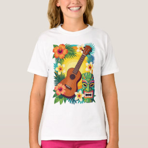 Camisa Tropical Ukulele Tiki Luau Party Vibes