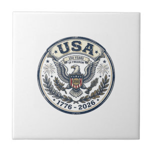 Camisa USA 250 Anos Liberdade Águia Vintage Crachá