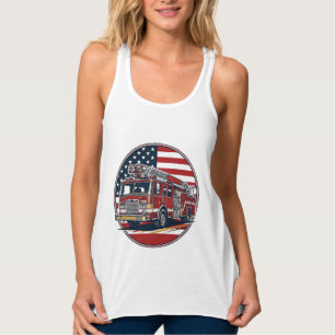 Camisa Vector Círculo Vintage Caminhão de Bombeiro