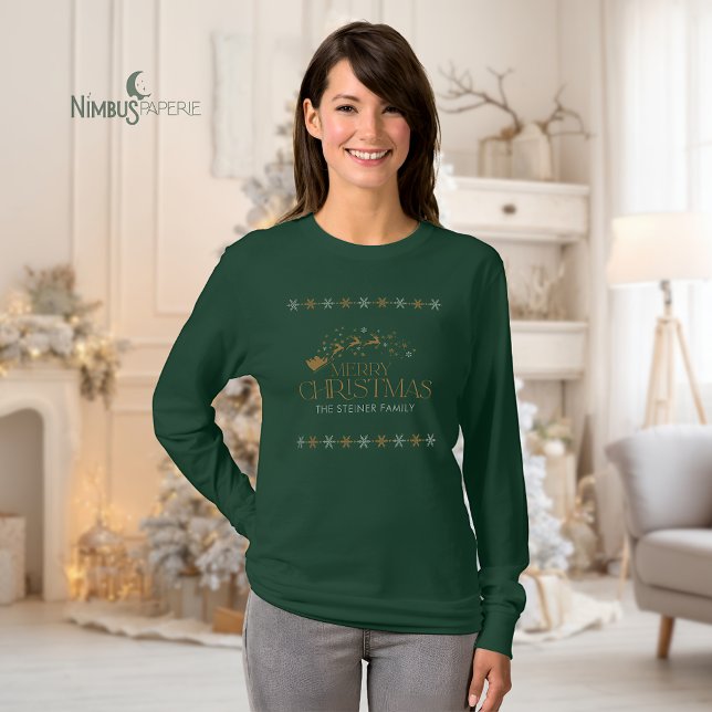 Camisa Verde de Natal com Floco de Neve para Mulhe (Criador carregado)
