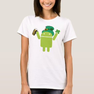 Camisa verde do Leprechaun do Android das senhoras