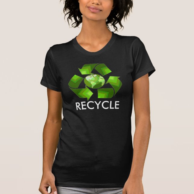 Camisa verde do reciclar na obscuridade (Frente)