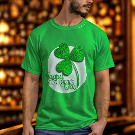 Camisa Verde Glitter Shamrock Feliz Dia de São Pat